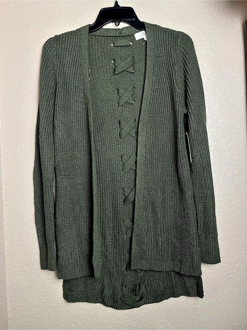 PINQUE Jamelya Back Detail Cardigan Green Small NWT